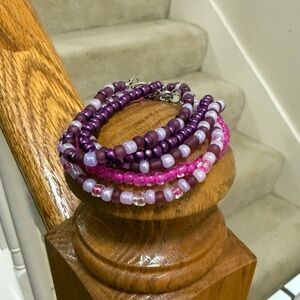 Handmade Purple and Pink Beaded Bracelets